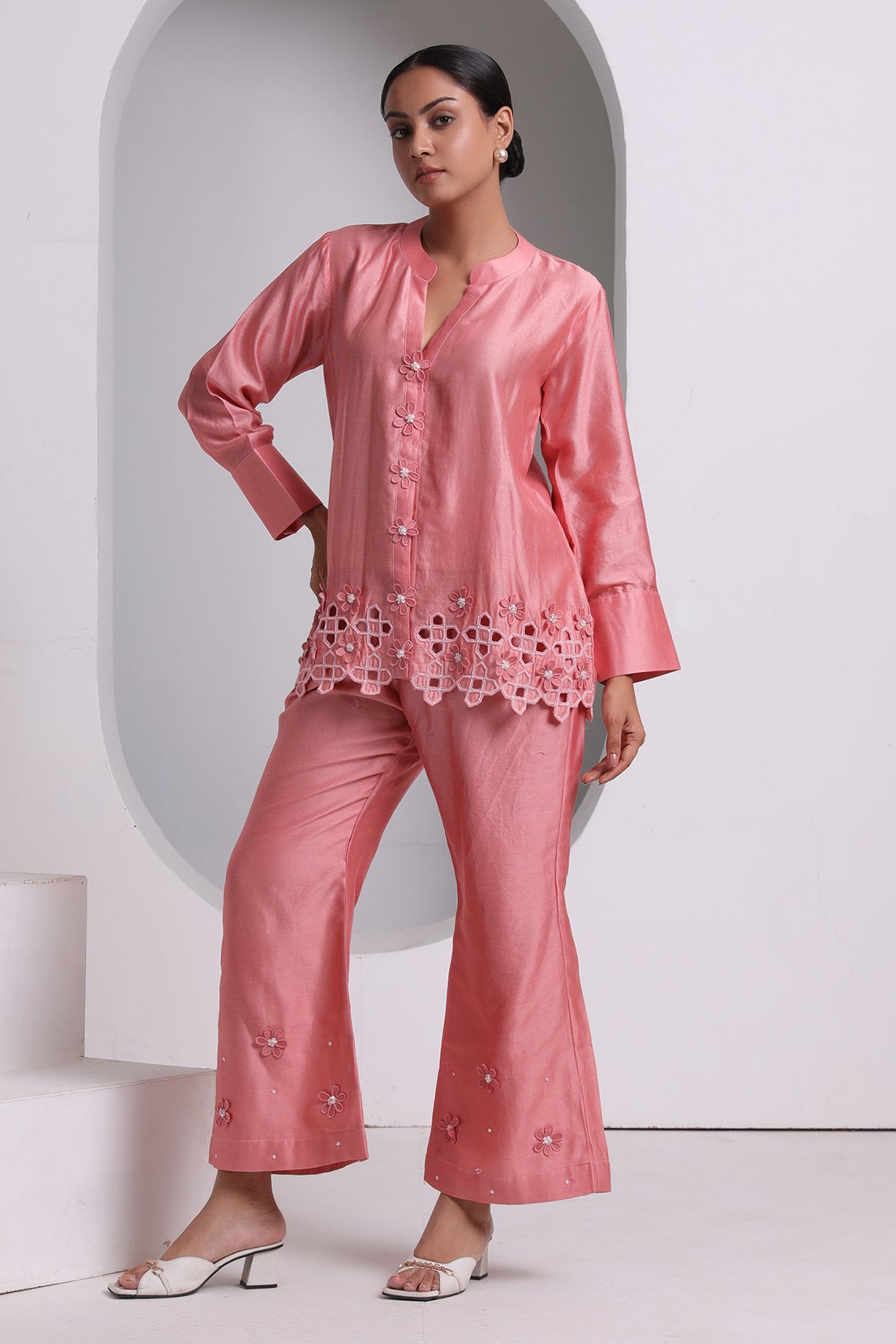 Buy Pink 3D Applique Work Co-ord Set by Seher Studio for women online at ScrollnShops
